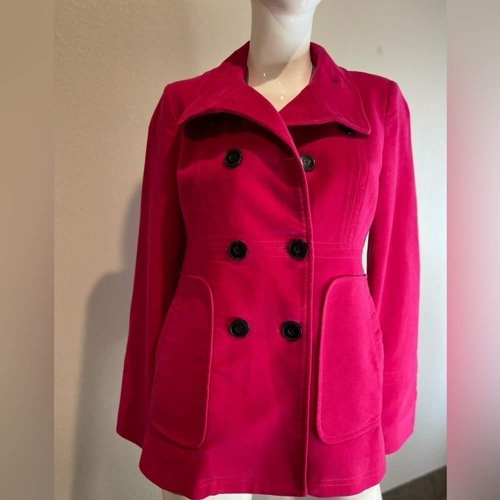 MNG Suit~Hot Pink Brushed Cotton Peacoat~Fully Lined~Front Slant Pockets~Size S - Picture 10 of 15